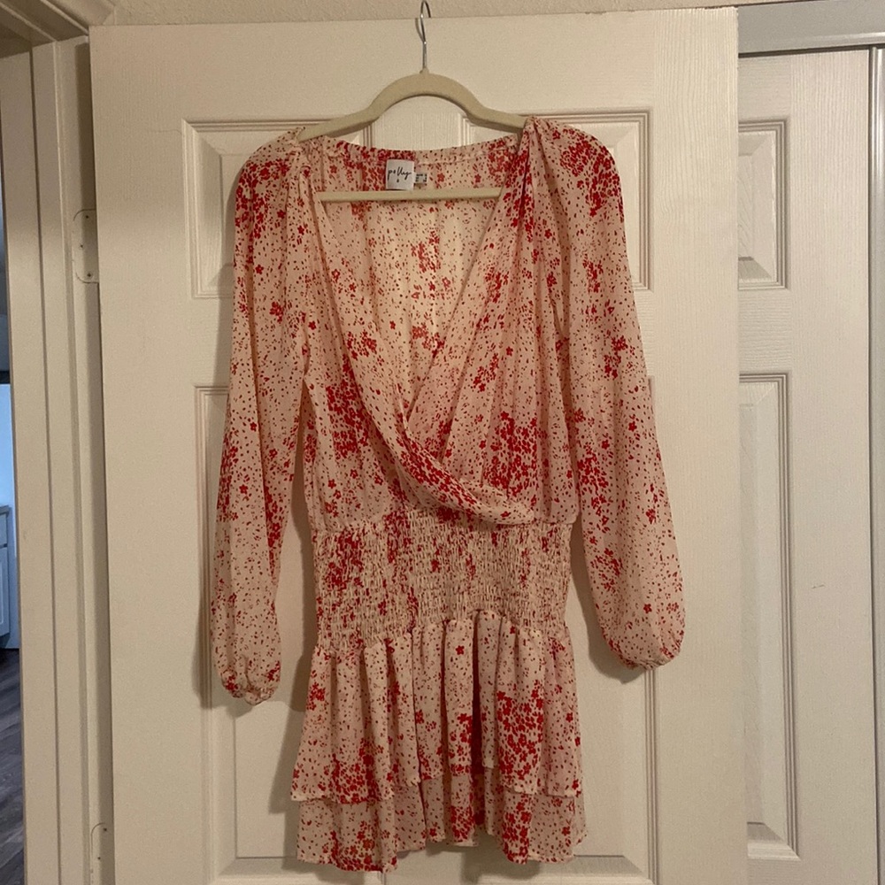 Princess Polly Pink and White Long Sleeve Mini Dress